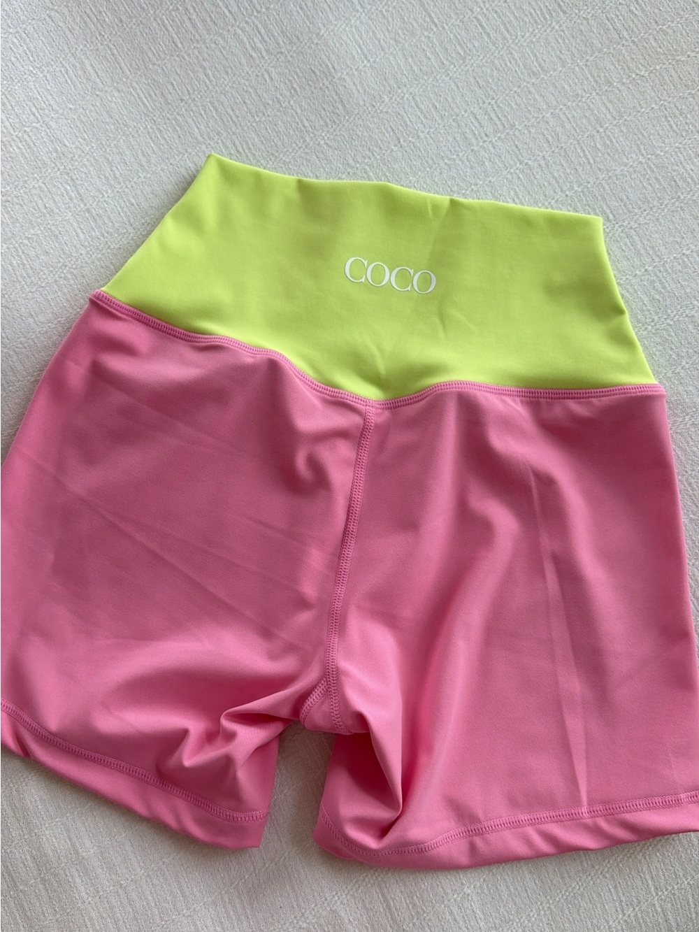 COCOlillys Pink & Neon Yellow High-Waist Bike Shorts Birthday Limited Edition